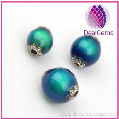 New design oval shape loose mood bead lapis lazuli changing color beads